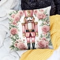 thumbnail image 1 of Creowell Square Cushion Cover Nutcracker Pink Rose Wreath Pillow Covers for Home Sofa Couch Decor Set of 1 24x24in, 1 of 5