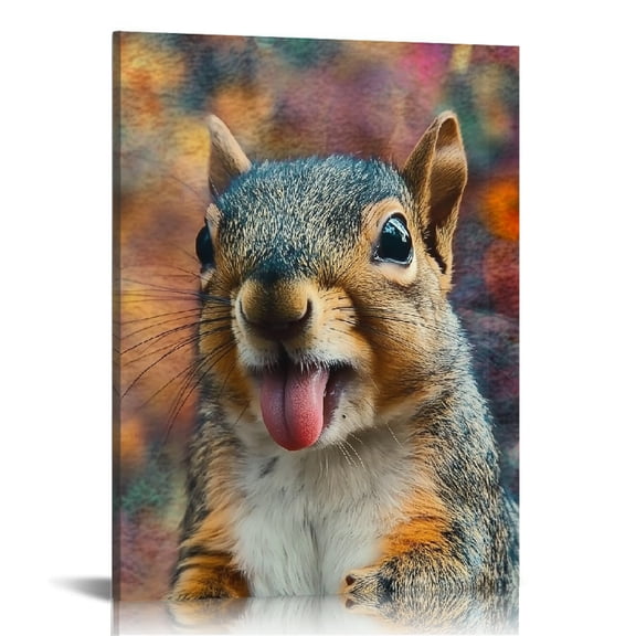 Creowell Squirrel Canvas Print Wall Art Decor for Bedroom Kitchen Living Room Office, Home Fashion Pictures 12x16in