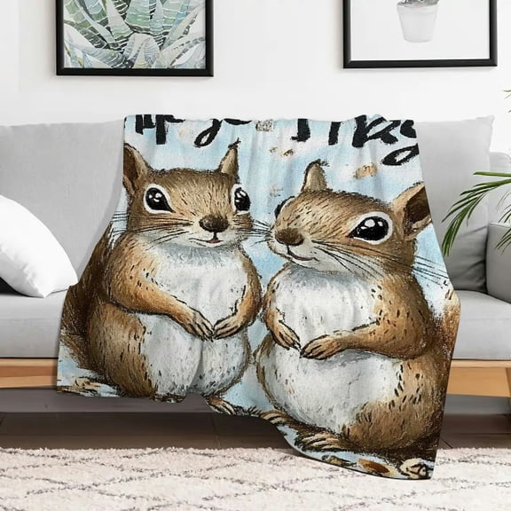 Creowell Squirrels Chippy Durable Soft and Warm Flannel Blanket for Couch Bed Sofa, Multi-Purpose Gift Blanket for Sofas, Travel, Camping, Beds and Chairs 30x40in