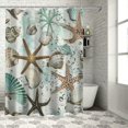 thumbnail image 1 of Creowell  Starfish and Seashells Shower Curtain, Weighted Bottom Vintage Beige Ivory Coral Conch Nautical Oncean Beach Bathroom Curtain Waterproof Fabric Machine Washable with Hooks White, 1 of 7