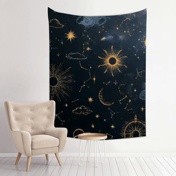 Creowell Stars Planets Night Sky Wall Hanging Tapestry 100% Polyester 30*40in