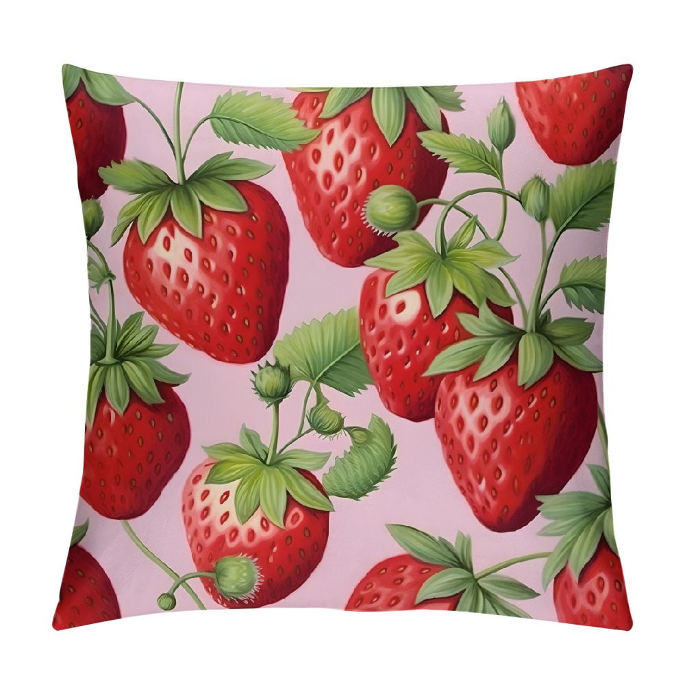Creowell Strawberries Pattern Modern Farmhouse Rustic Decorative Couch
