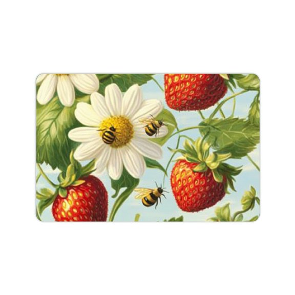 Creowell Strawberry Daisy Bee Fast Absorption Diatom Mud Bath Mat Home Environmentally Friendly 24x16in
