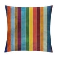 thumbnail image 1 of Creowell  Stripes Throw Pillow Cushion Cover, Vertical Lines Colorful Retro Bands Damage Effects Old Fashion Weathered Display, Decorative Square Pillow Case,Red Green, 1 of 5