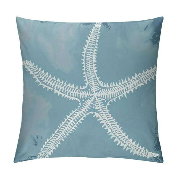 Creowell Summer Blue Starfish Pillowcover Summer Beach Throw Pillow Covers Ocean/Coastal Nautical Cushion Case for Sofa Home Decor Bedroom Living Room Outdoor Blue and White Throw Pillow