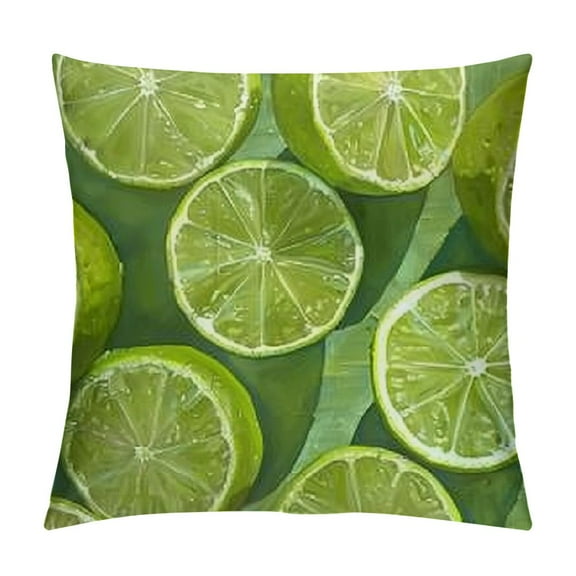 Creowell Summer Fruits Decorative Throw Pillow Covers Green Lemons Pillow Cases Cushion Cover Healthy Living Art Pillowcase  for Couch Bed Sofa