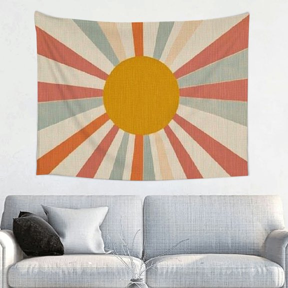 Creowell Sunburst Pattern Polyester Tapestry Wall Hanging 100% Soft 40x30in