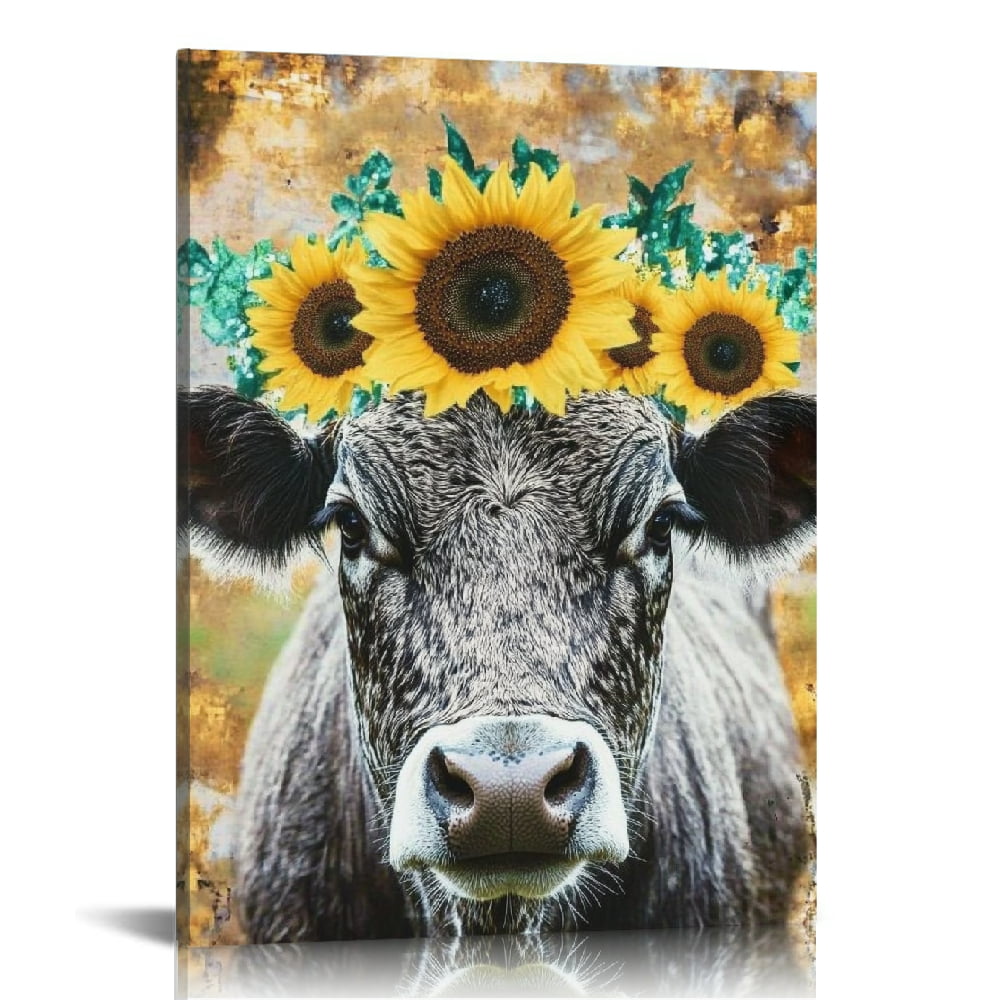 Creowell Sunflower Crown Print On Canvas Wall Art Ready to Hang Home ...