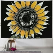 Creowell  Sunflower Tapestry,  Yellow Floral Flower  Tapestry Wall Hanging for Bedroom, Hippie Tapestry Beach Blanket College Dorm Home Decor Painting