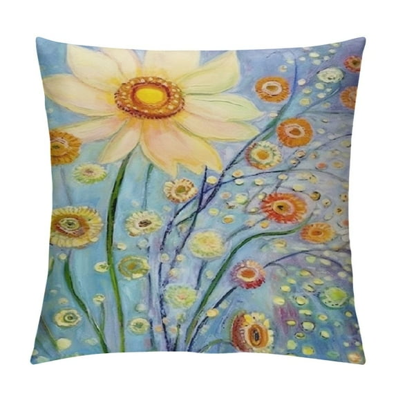 Creowell  Sunflower Throw Pillows Covers, Decorative Farmhouse Pillowcase Floral Cushion Covers for Sofa Couch Patio Home Decoration
