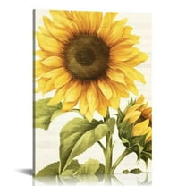 Creowell Sunflower Wall Decor Rustic Flower Canvas Pictures Decor Sunflower Wall Art Painting Farmhouse Floral Print on Canvas for Living Room 12x16 in