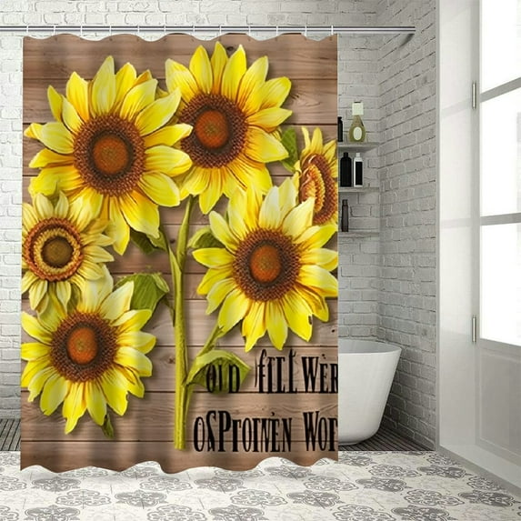 Creowell Sunflowers Pretty Shower Curtain Bathroom Decor 100% Polyester Washable Shower Curtain with Hooks 69x72