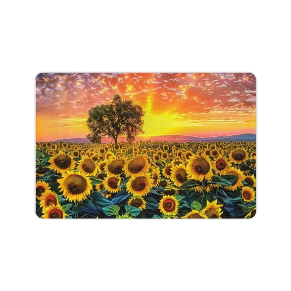 Creowell Sunflowers Sunset Lone Tree Bath Mat Fast Absorption Home 24x16in