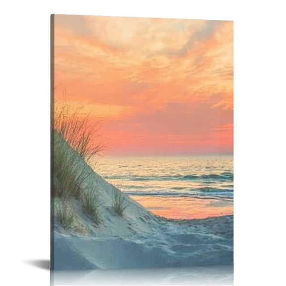 Creowell Sunset Beach Dune Canvas Print Wall Art Home Decor 12x16 16x20in