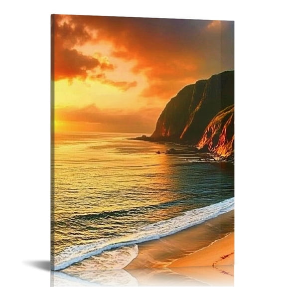Creowell Sunset Beach Hill Canvas Wall Art Home Decor 12x16 16x20 12x16in