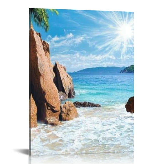 Creowell Sunset Beach Rocks Canvas Wall Art Home Decor 12x16 16x20 12x16in