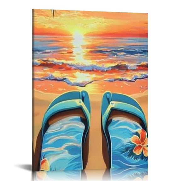 Creowell Sunset Beach Wall Art Canvas Prints Home Decor 12x16 16x20in