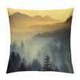 thumbnail image 1 of Creowell Sunset Mist Mountain Square Pillow Covers for Couch Sofa Indoor Outdoor Pillowcase 1PC 18x18in, 1 of 5