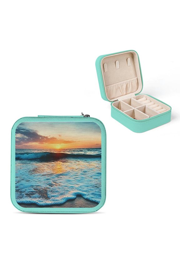Sunset Ocean Jewelry Box for Necklaces Rings Earrings Gifts Green