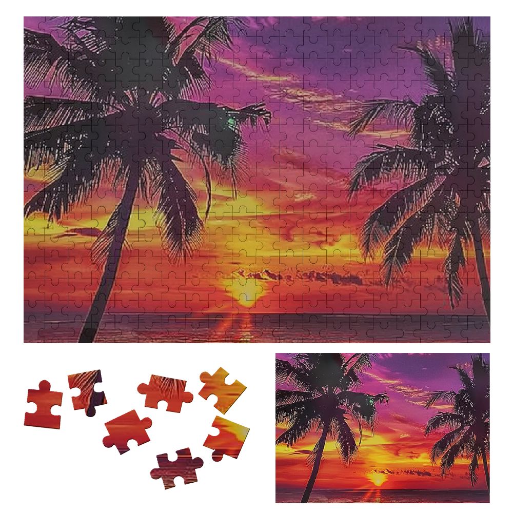 Creowell Sunset Palm Trees Beach Wooden Jigsaw Puzzle | Fun and ...