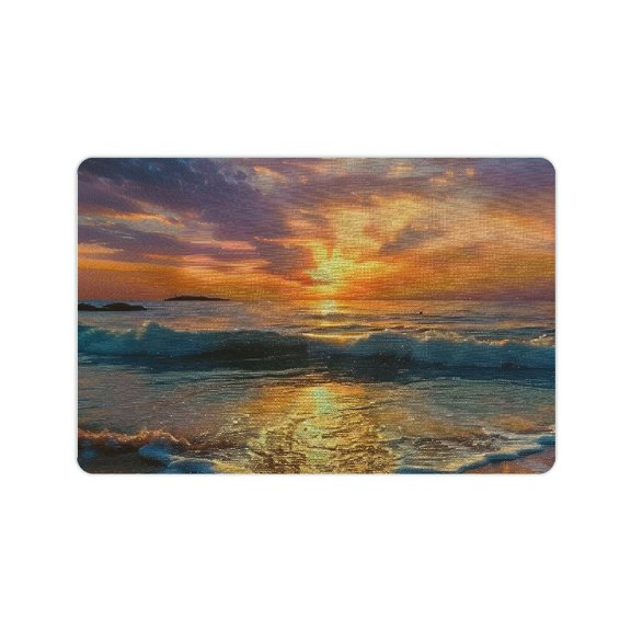 Creowell Sunset Waves Diatom Mud Mats Non-Slip Home Rug 24x16 24x16in