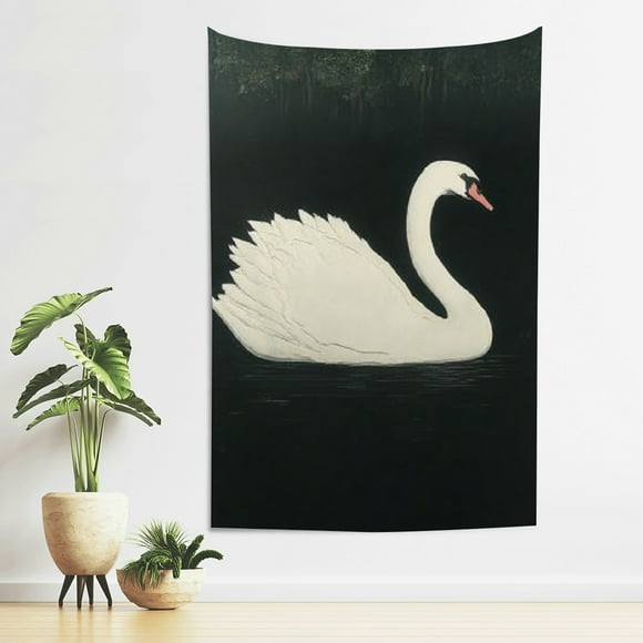 Creowell Swan Lake Forest Tapestry Wall Hanging for Bedroom Decor 40*60in