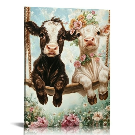 Creowell Swing Bow Print On Canvas Modern Art Decor for Home Living Room Office, Ready to Hang 12x16in