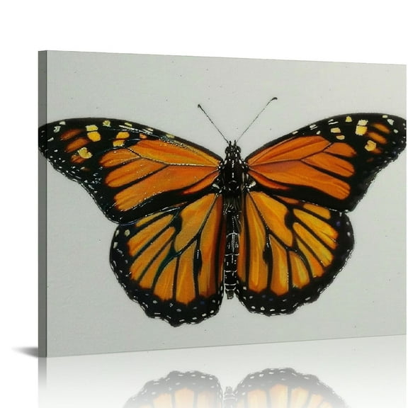 Creowell Sylvie Monarch Butterfly Framed Linen Textured Canvas Wall Art 20x16 in/16x12 in, Decorative Nature Art for Wall 20x16in