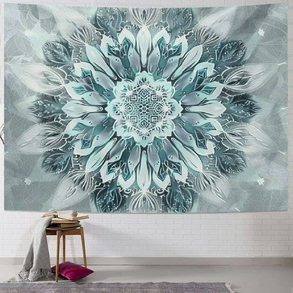Creowell  Tapestry Mandala Hippie Bohemian Tapestries Wall Hanging Flower Psychedelic Tapestry Wall Hanging Indian Dorm Decor for Living Room Bedroom (Teal, Multi Size) Painting