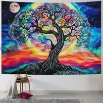 Creowell Tapestry Sun and Moon Star Wall Tapestry Hippie Space Galaxy Tapestry for Bedroom Aesthetic Wall Hanging Living Room Art Decor Painting