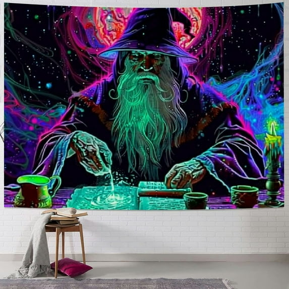 Creowell Tapestry Trippy Wizard Tapestry for Bedroom Tapestries Magic Eyes Tapestry Neon Starry Wall Tapestry Hanging for Home Dorm Decor 60x50inch