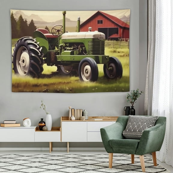 Creowell Tapestry Wall Tapestry for Living Room Old Tractor Photo Farm Wall Hanging Soft Tapestries Wall Decoration for Bedroom Fashion Decor Tapestries Aesthetic Decor Tapestry 60x40 Inch 60x40in