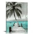 thumbnail image 1 of Creowell  Teal Canvas Wall Art Ocean Painting Palm Tree Surfboard Pictures16x20 in/12x16 in, Coastal Beach Theme Tropical Artwork for Bathroom Bedroom Living Room Home Office Wall Decor, 1 of 5
