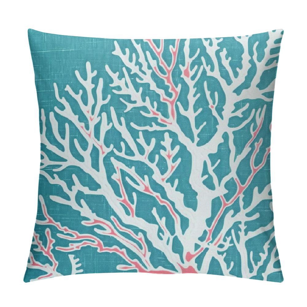 Creowell Teal Starfish Pillow Covers Summer Coastal Coral Throw Beach ...