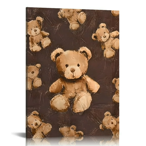 Creowell Teddy Bear Canvas Wall Art Print for Home Decor Living Room Bedroom Office, Perfect Gift Idea for Various Occasions 12x16in