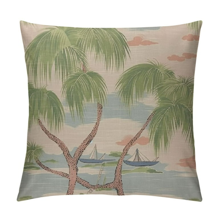 Creowell Thibaut French Fabric Willow Tree Green Pink Check Throw