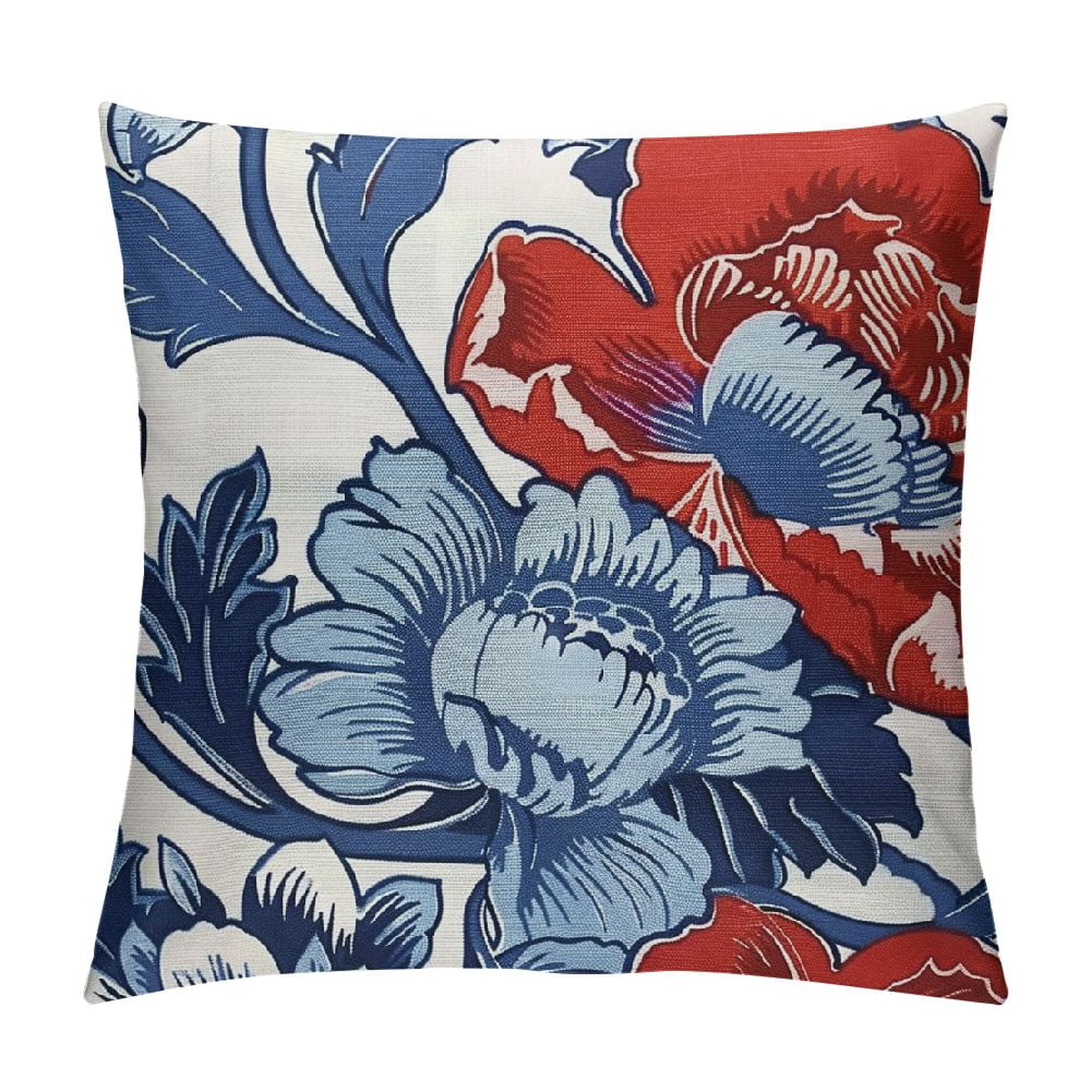 Creowell Thibaut Honshu Red and Blue Chinoiserie Floral Decorative