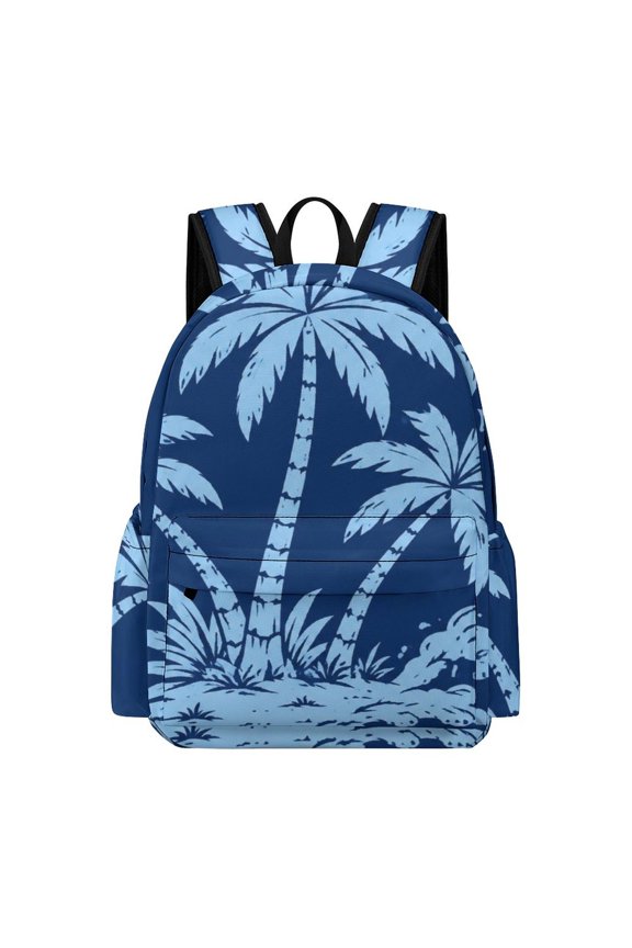 Three Palms Island Ocean Waves Printed Oxford Backpack,  Large Capacity Laptop Backpack, Water Resistant, Travel Daypack for College Work Commuting Adults, 42x30x15cm
