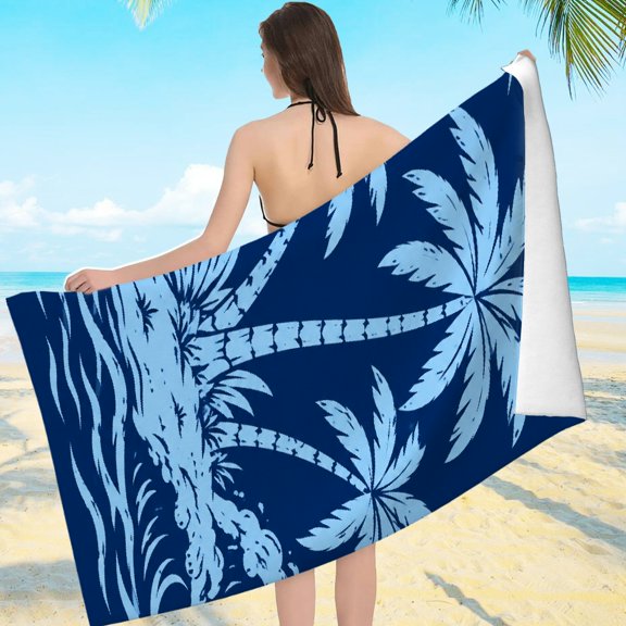 Creowell Three Palms Island Ocean Waves Sand Free - Ultra-Soft Microfiber Machine Washable, Beach Pool Great Gift