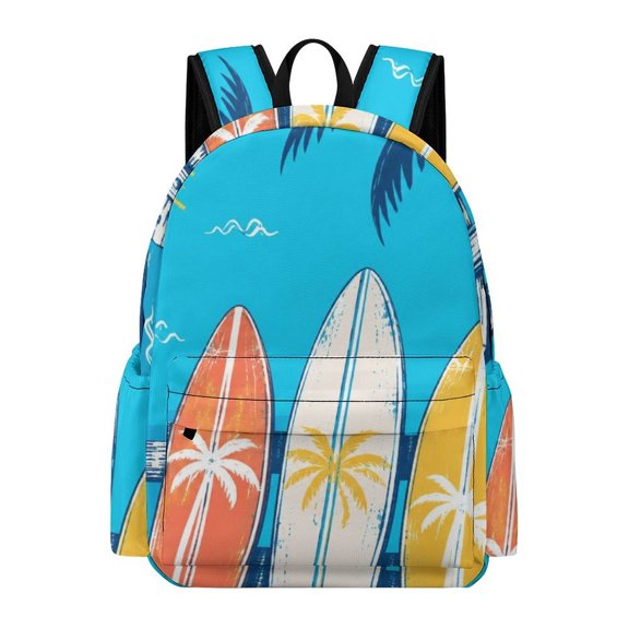 Creowell Three Surfboards Palm Seaside Printed Oxford Backpack, Large Capacity Laptop Backpack, Water Resistant, Travel Daypack for College Work Commuting Adults, 42x30x15cm