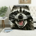 thumbnail image 1 of Creowell Throw Blankets for Sofa Couch Fluffy Cozy Flannel Travel Outdoor Blanket, Summer Desk Blanket for Work Chair, Lap Blanket &amp; Pet Blanket, Home Decor- Cartoon Cute Raccoon 60x80in, 1 of 6