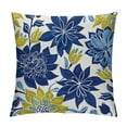 thumbnail image 1 of Creowell Throw Pillow Cover Farmhouse Decorative Pillow Cover Green Spring Flower Blue Yellow and Navy Chrysanthemum Brown Square Cushion Covers Sofa Bed Décor White, 1 of 5