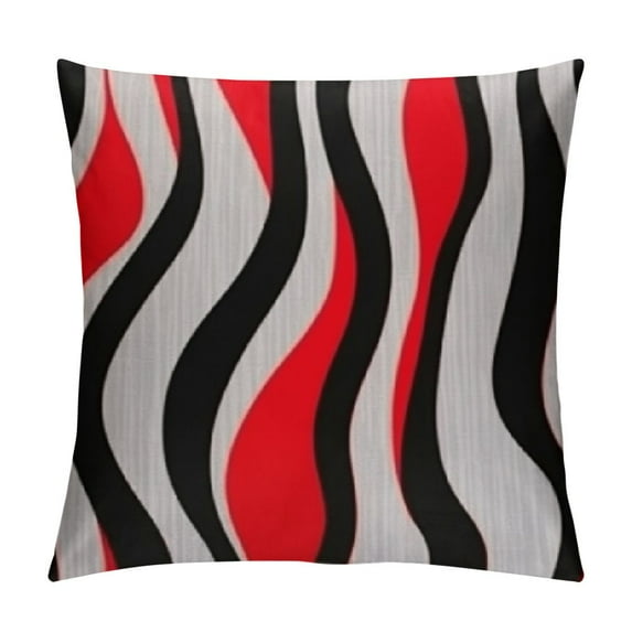 Creowell Throw Pillow Cover Geometric Black and White Red Abstract Line Decorative Pillow Case Home Decor Square Pillowcase
