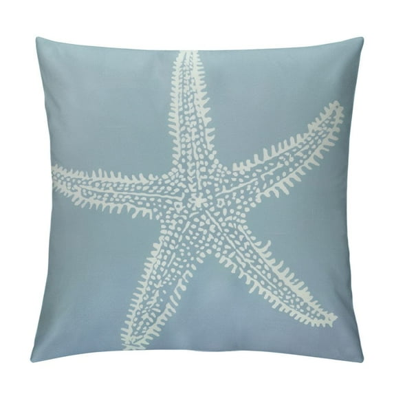 Creowell  Throw Pillow Cover Green Star Vintage Starfish Pastel Seafoam Blue Fish Decorative Pillow Case Home Decor Square Pillowcase