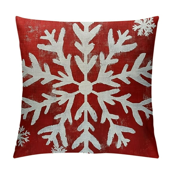 Creowell Throw Pillow Cover Happy Holidays Snowflakes Christmas Trees Reindeer Deer Home Decor Square Cushion Pillowcase 12x12in