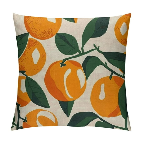 Creowell Throw Pillow Cover Mandarins Oranges Summer Fruits Decorative Throw Pillow Case Square Home Couch Bed Pillowcase