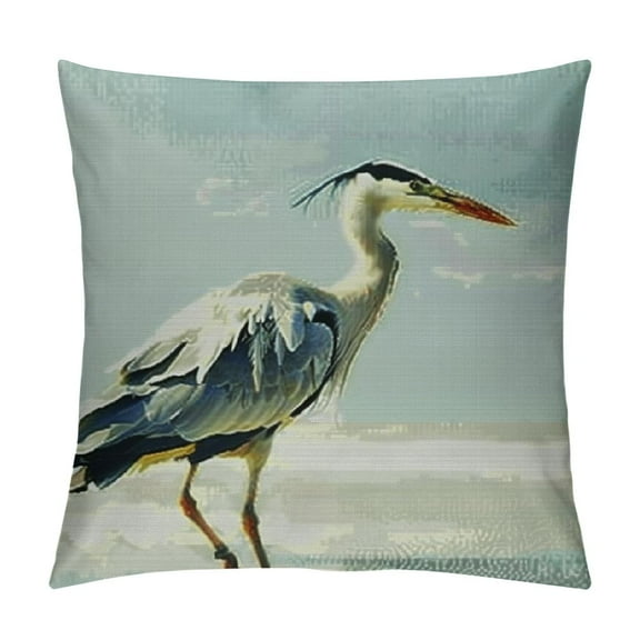 Creowell  Throw Pillow Covers Blue Heron Double Sided Decorative Pillows Cushion Cover for Couch Sofa Outdoor 12x12in