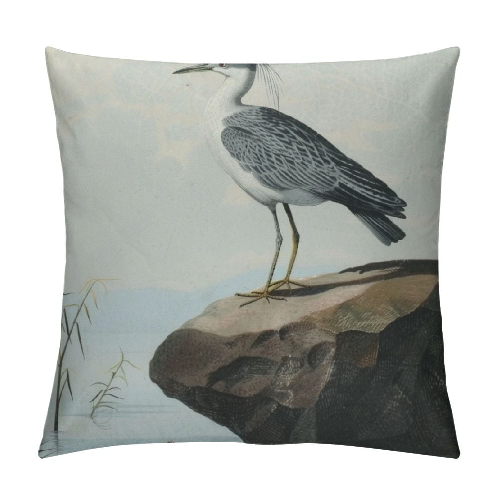 Creowell Throw Pillow Covers Double Sided Heron Painting Decorative