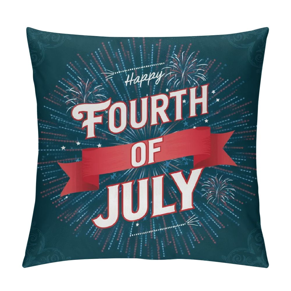 Creowell Throw Pillow Covers Fourth of July Fireworks Throw Pillow