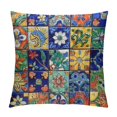 thumbnail image 1 of Creowell Throw Pillow Covers Mexican Tiles Couch Pillow Covers Colorful Petal&nbsp;Design&nbsp;Rustic Pillowcase&nbsp;Tiles Cushion Cover Decor Home Sofa, 1 of 5